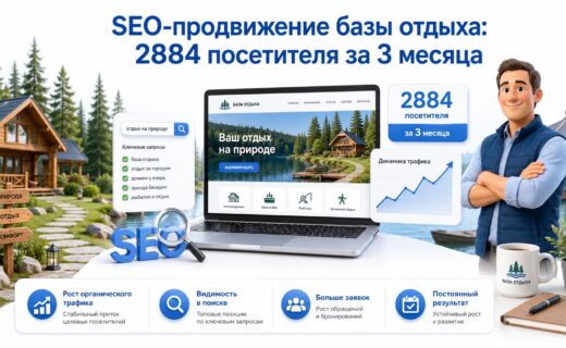SEO-продвижение базы отдыха: 2884 посетителя за 3 месяца